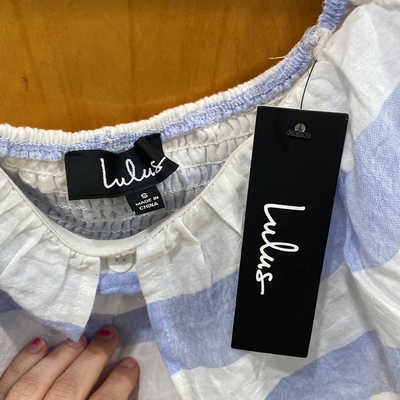 Transatlantic Voyage Blue and Ivory Striped Midi Dress - Picture 6 of 7